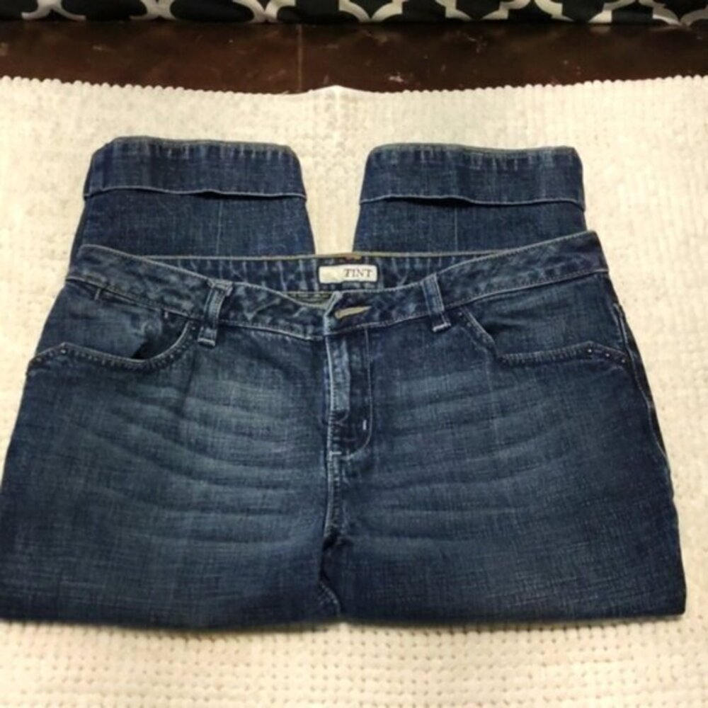 Women's TINT Denim Blue Cropped Capri Jeans Size 10 GUC #0488